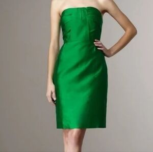 Kate Spade Strapless Bow Front Silk Blend Dress Green Cocktail Party Size 4